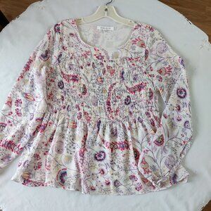 Rose + Olive SZ-XS Floral Meadows Chiffon-Like Blouse